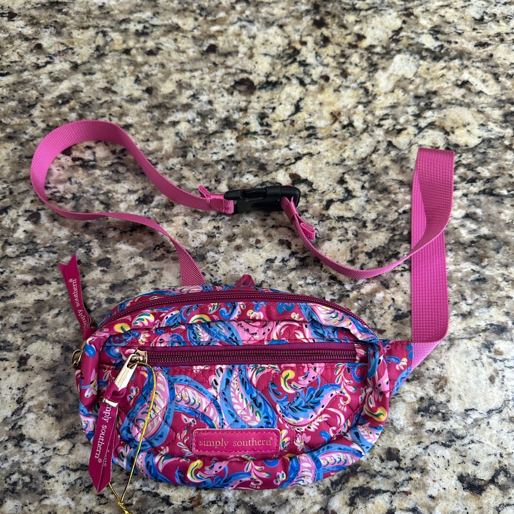 Simply Southern Hot Pink Paisley Crossbody Waist Bag